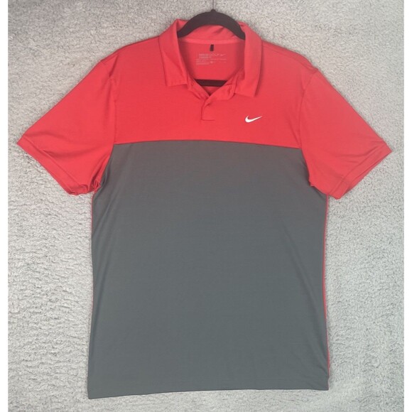 Nike Golf Polo Shirt Mens Small Red Gray Short Sleeve 725527-654 - Picture 1 of 8